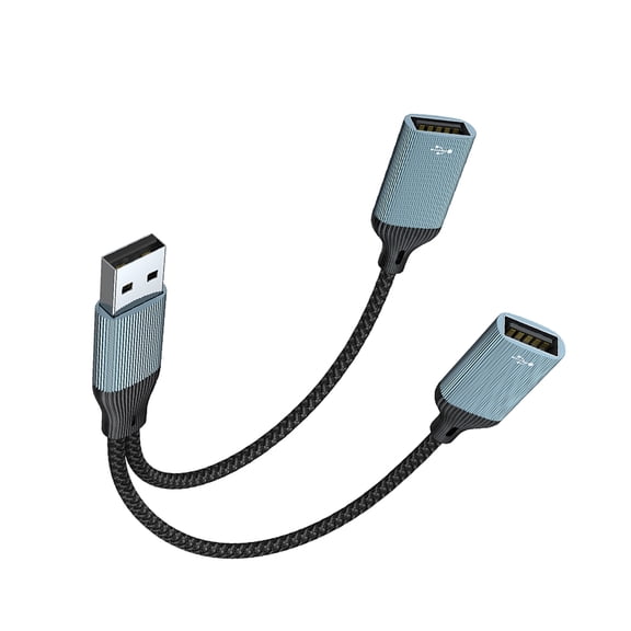 Nylon-Braided USB2.0 Hub with 2/3 Ports 480Mbps Transfer & Secure Charging for Keyboards Cameras