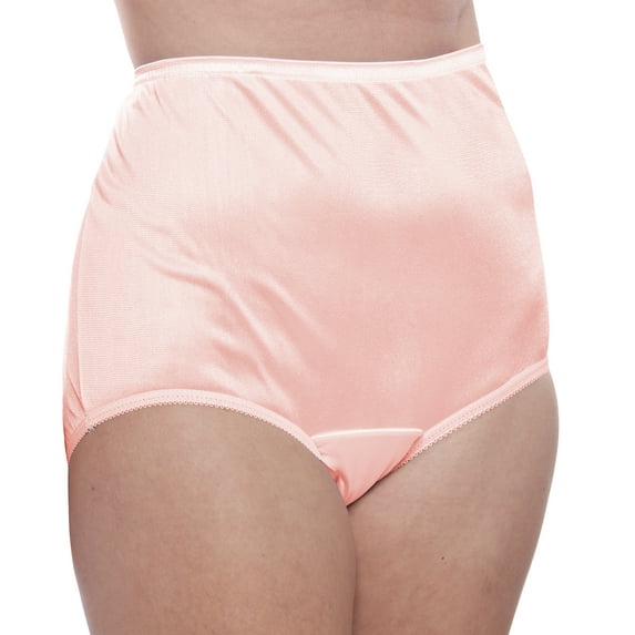 Nylon Brief Panty (Style 331/Plain Jane) 4 Pack in Pink Size 8