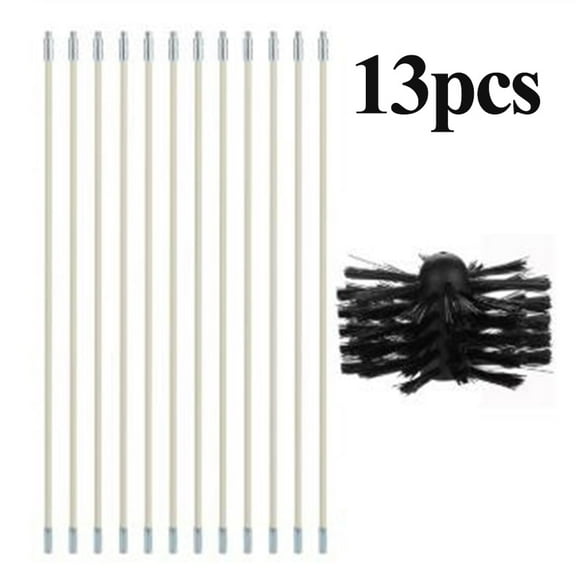Nylon Brush With 4/12 Pcs Long Handle Flexible Pipe Rods For Chimney Fireplaces Inner Wall Cleaning Brush House Cleaner Tool