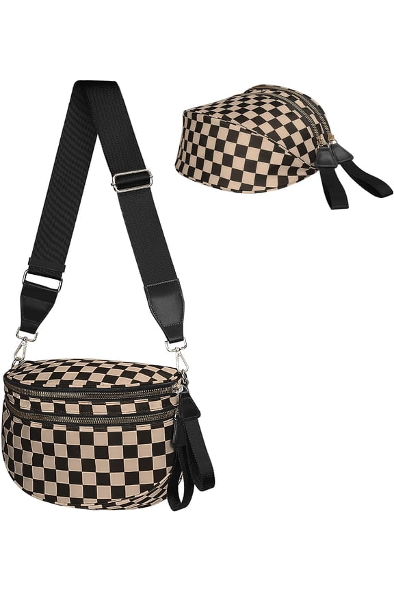 Nylon Bum Bags for Women Crossbody, Adjustable Strap Black Crossbody Bag Large Fanny Packs Sling Bag