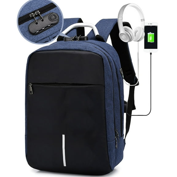 Nylon Business Backpack with USB Charging Port, Fits 15.6 Inch Laptop, Travel Flight Bag for Men Women Students