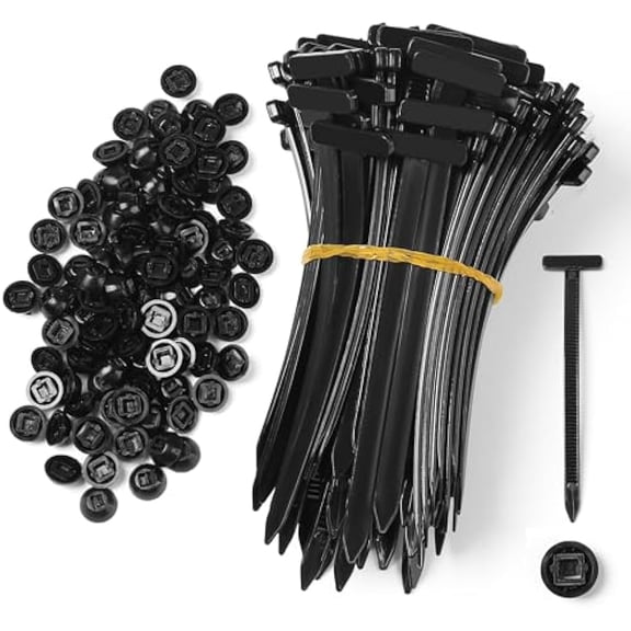 Nylon Cable Tie Buckle, 20/50/100/200PCS T-Style Universal Fasteners with Pin & Button Design, UV Resistant Nylon Zip Ties for Car Trim, Door Panel & Interior Repair