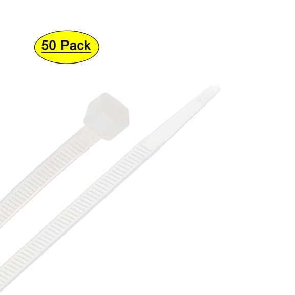 Uxcell Nylon Cable Ties 16 inch Self-Locking Zip Ties 0.2 inch Width White 50Pcs
