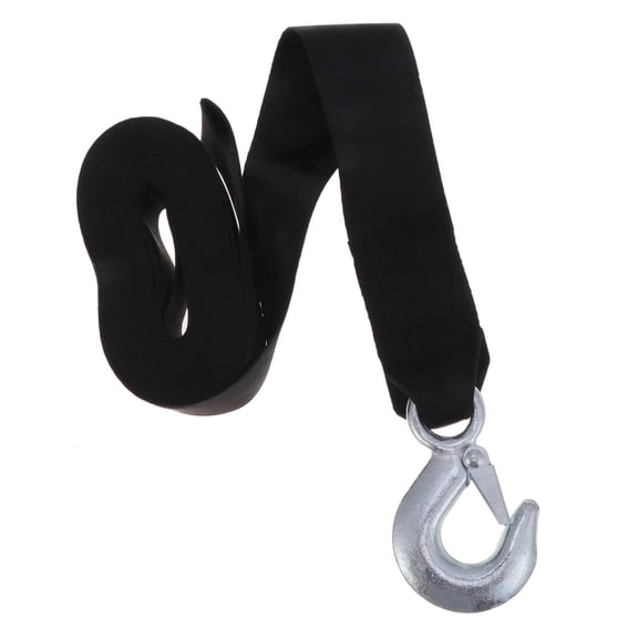 UKCOCO 1Set Black Nylon Car Winch Rope for Trailer with Forged Iron Hooks Vibration Resistant Sturdy Tow Strap