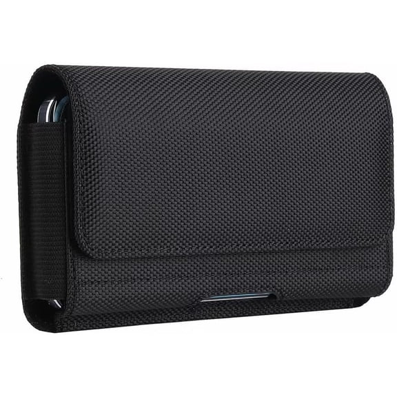 Nylon Cell Phone Holster with Belt Clip Compatible with iPhone 17 Air 16 Plus Galaxy S26+ S25+ S25 FE S25 Edge Note 20 A56 A54 A15 OnePlus 15 13R Open Motorola Edge Pixel 10 Pro 9a Poco X7 Pro (L)