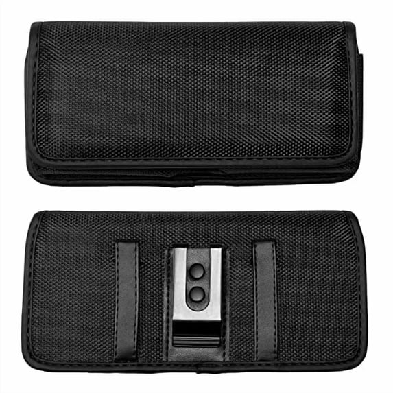 Nylon Cellphone Holster for Samsung Galaxy A32 A33 A53 A54,S22+,S23 FE,iPhone 11 Pro Max,XS Max,TCL ION X ION V - Horizontal Case Canvas Waist Carrying Pouch with Belt Clip/Loops,Black