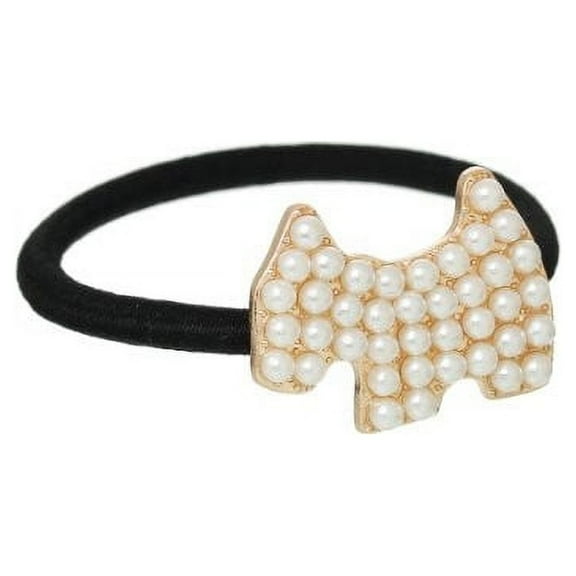 Nylon Cirlce Ring Hair Band Ponytail Holder Black Acrylic Imitation Pearl Choose Your Style From Menu (Dog)