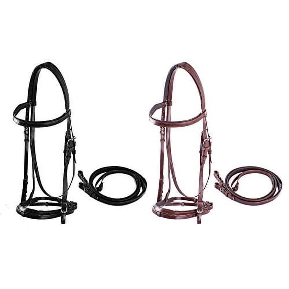 Nylon Coated Synthetic English Headstall & Reins (Black)