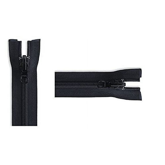Nylon Coil #5 YKK Medium Weight Jacket Separating Reversible Zipper - Choose Your Length - Color: Black - Made in The United States (1 Zipper Per Pack)