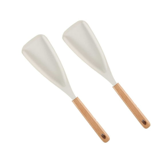 Nylon Cooking Spoon for Nonstick Cookware | Safe Kitchen Utensil with Wooden Handle for Mixing Stirring and Scraping | Heat Resistant Kitchen Spoon for Everyday Cooking and Serving | 2 Pack