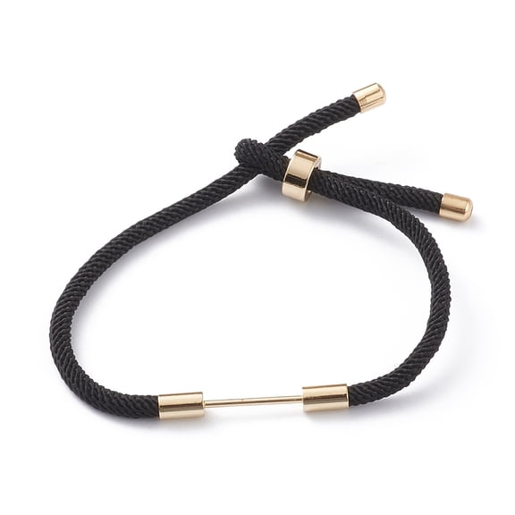 Nylon Cord Bracelet Making with Brass Findings Black 9-1/2 inch(24cm) Link: 30x4mm