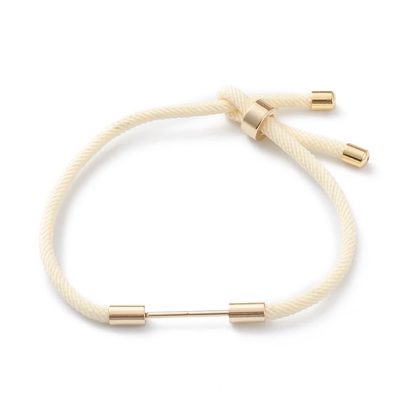 Nylon Cord Bracelet Making with Brass Findings Creamy White 9-1/2 inch(24cm) Link: 26x4mm diy