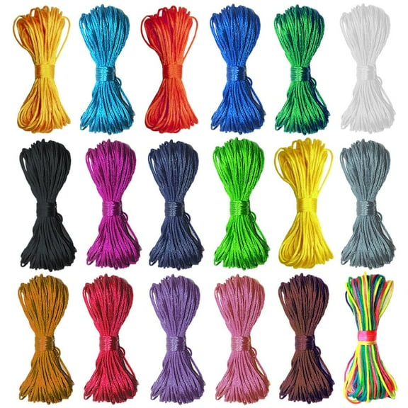 Nylon String for Bracelets 1.5mm Satin Cord, 200 Yards 18 Colors Silk Beading Cord, Bracelet String for Necklace, Macrame, Kumihimo, Lanyard, Jewelry Making, Gift Wrapping