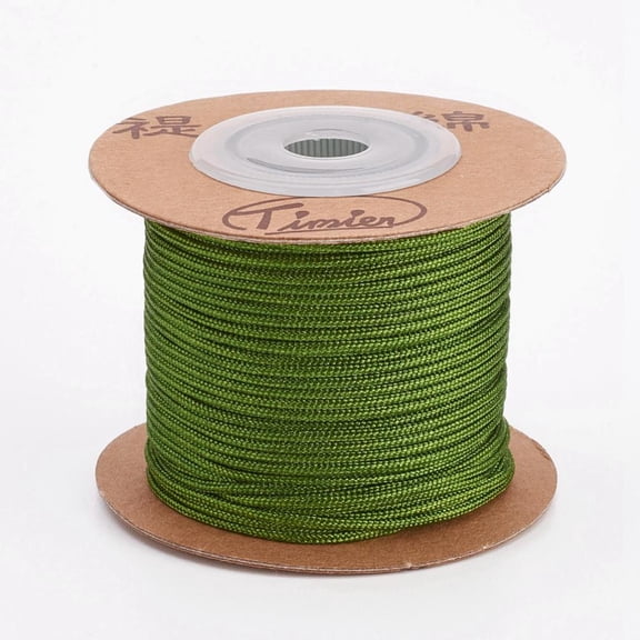 Nylon Cords String Threads Cords Round Dark Olive Green 1.5mm about 27.34 yards(25m)/roll