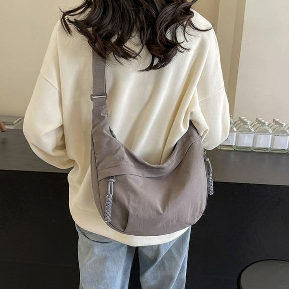Nylon Crescent Crossbody Bag for Women Slouchy Sling Hobo Bag, Spacious Dumpling Shoulder Handbag Cross Body Purses, Shoulder Tote Handbag Casual Sling Bag for Outdoor Travel