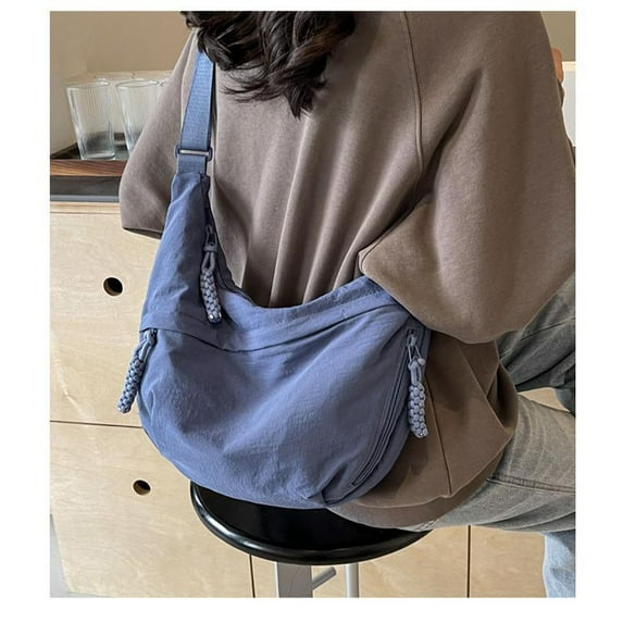 Nylon Crescent Crossbody Bag for Women Slouchy Sling Hobo Bag, Spacious Dumpling Shoulder Handbag Cross Body Purses, Shoulder Tote Handbag Casual Sling Bag for Outdoor Travel