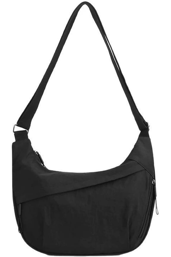 Nylon Crescent Crossbody Bag for Women Lightweight Sling Casual Dumpling Half Moon Tote Handbag Purse