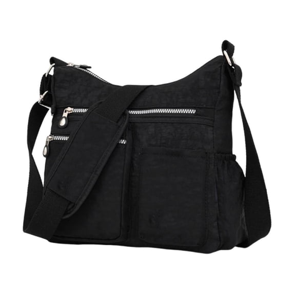 Nylon Crossbody Bag, Multi Compartment Shoulder Bag, Large Capacity Casual Daypack for Travel