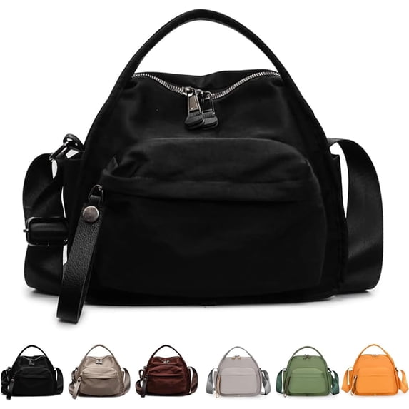 Nylon Crossbody Bag for Women Lightweight Large Capacity Shoulder Handbag with Top Handle Anti-Theft Multi-Pocket Zipper Purse for Travel Daily Commute
