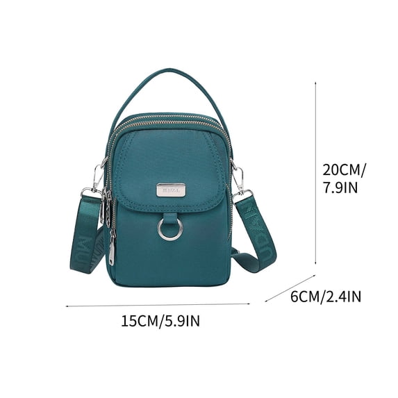 Nylon Crossbody Bags for Women – Waterproof Multi-Compartment Messenger Bag with Adjustable Strap and Headphone Hole, 5.91 in x 2.4 in x 7.9 in
