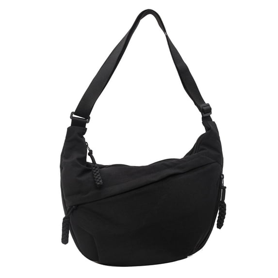 Nylon Crossbody Shoulder Bag: 15"x13" Large Slouchy Messenger Bag for Work Travel - Multi-Pocket Lightweight Minimalist Purse Women(black)
