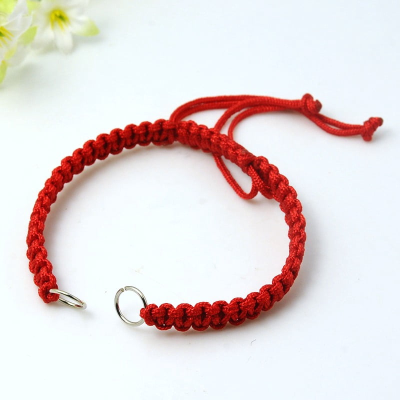 Nylon DIY Bracelet Making with Brass Rings Platinum Red 140~175x4~7.5mm
