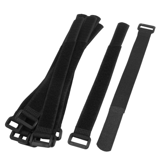 Nylon Detachable Fastener Hook Loop Tie Cord Strap Back Tape Black 10 Pcs