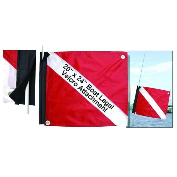 Nylon Dive Flag w/Wire Stiffener, Hook Loop Style 20" x 24"