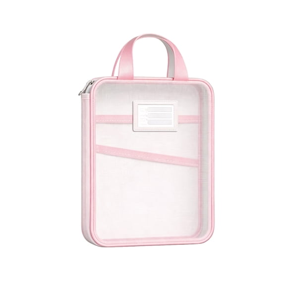Nylon Document Bag with Zipper Light Transparent Mesh File Bag Pouch with Strap for Books A4 Documents Organizer