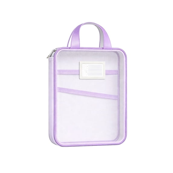 Nylon Document Bag with Zipper Light Transparent Mesh File Bag Pouch with Strap for Books A4 Documents Organizer