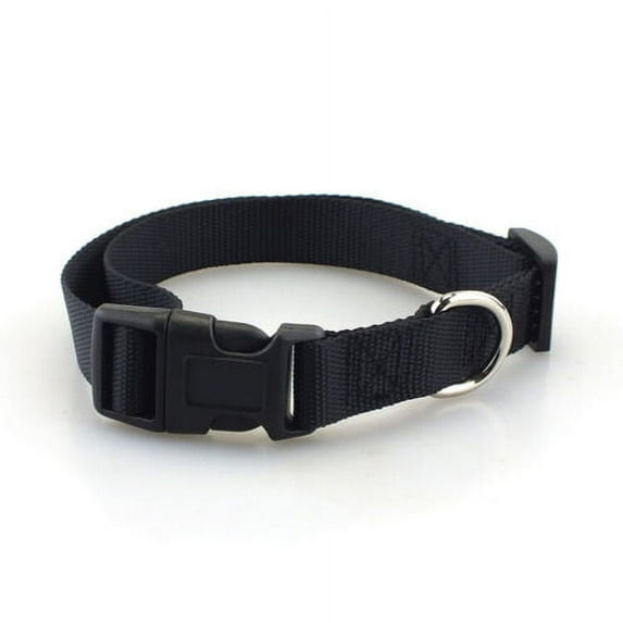 Nylon Dog Collar with Quick Release Buckle Multiple Colors Adjustable Collar - Black Medium