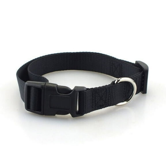 Nylon Dog Collar with Quick Release Buckle Multiple Colors Adjustable Collar - Black Small