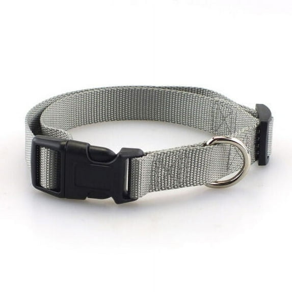 Nylon Dog Collar with Quick Release Buckle Multiple Colors Adjustable Collar - Silver Medium