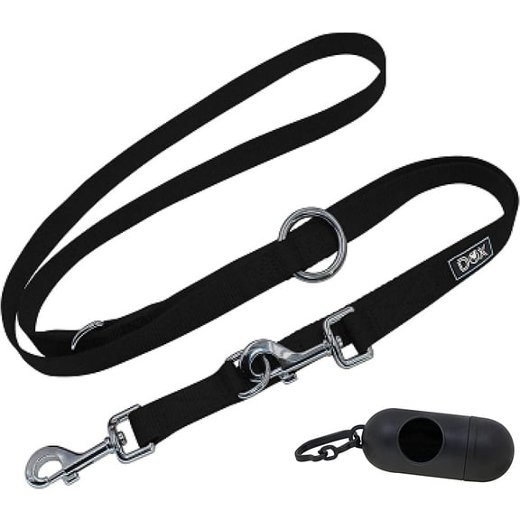 Nylon Dog Leash 3way Adjustable 66 Ft For Dogs Large Small Double Dog