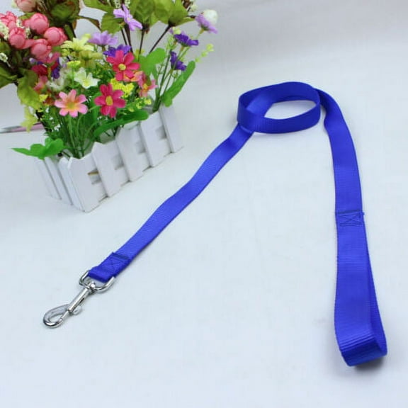 Nylon Dog Leash Obedience Recall 4 Foot Feet Training Lead - Blue 1 Inch Wide