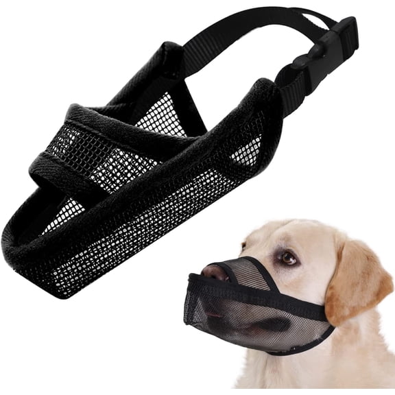 Nylon Dog Muzzle for Small Medium Large Dogs Poodle Labrador Golden Retriever Doberman, Air Mesh Breathable and Drinkable Pet Mouth Guard for Anti-Biting Chewing Scavenging(Black,M)