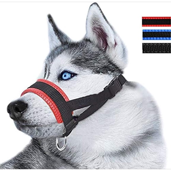Nylon Dog Muzzle for Small,Medium,Large Dogs Prevent from Biting,Barking and Chewing,Adjustable Loop