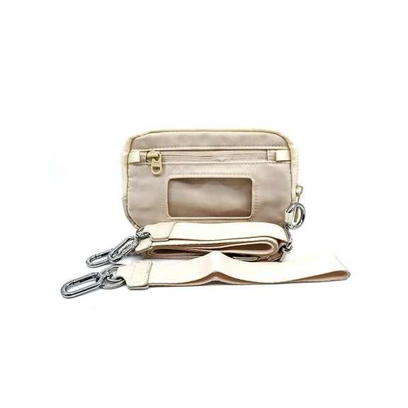 Nylon Double Compartment Crossbody and Wristlet Wallet Bag with Double Straps