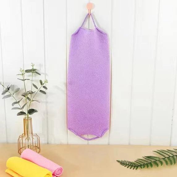 Nylon Drawstring Bath Brush, Back Scrubber with Stretchable Pull Strap, Exfoliating Shower Body Scrubber with Handles for Dead Skin Removal, Extended Length Washcloth for Men Women, 7.9"x17.7"