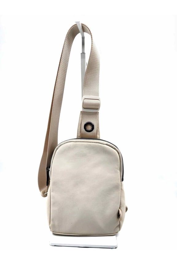 Nylon Dual Zipper Compartment Sling Crossbody Bag
