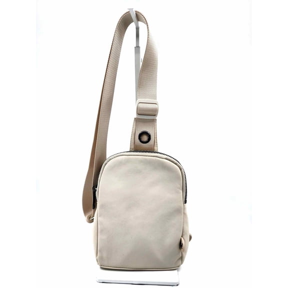 Nylon Dual Zipper Compartment Sling Crossbody Bag