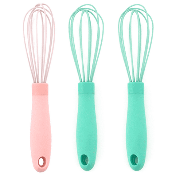 Nylon Egg Whisk Kitchen Cooking Utensil Perfect for Making all types of Sauces and Desserts (Pack Of 3)2 green + 1 pink