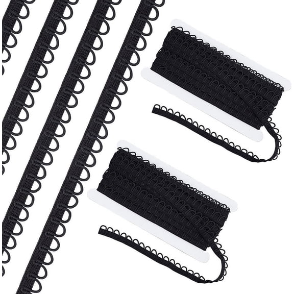 Nylon Elastic Cord with Button Loops Buttonhole Elastic Sewing Bands Flat Black 1/2 inch(13~14mm) 10.94 Yards(10m)/Card diy