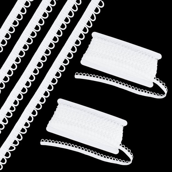 Nylon Elastic Cord with Button Loops Buttonhole Elastic Sewing Bands Flat White 1/2 inch(13~14mm) about 10.94 Yards(10m)/Card