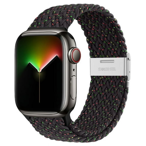 Nylon Elastic Strap for Apple Watch Band 49mm 45mm 44mm 42mm 41mm 38 40 mm Braided Solo Loop for iWAtch Series 10 9 8 7 SE 5 Ultra 2 (Black Unity,S10-42 38-40-41mm)