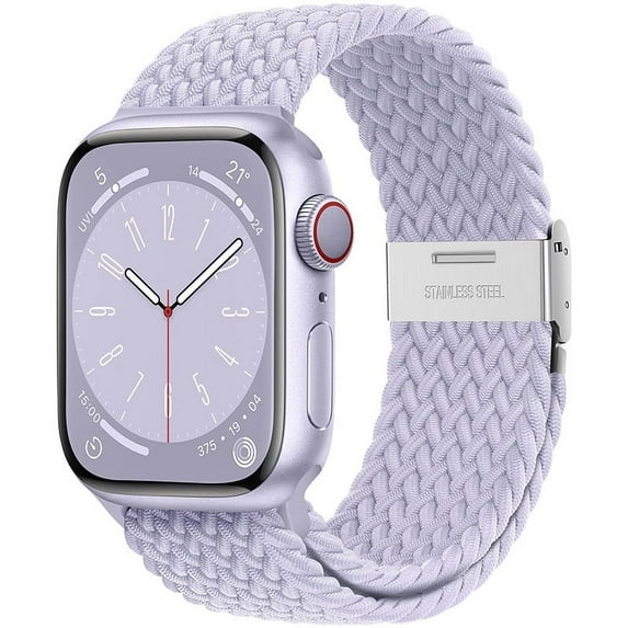 Nylon Elastic Strap for Apple Watch Band 49mm 45mm 44mm 42mm 41mm 38 40 mm Braided Solo Loop for iWAtch Series 10 9 8 7 SE 5 Ultra 2 (Mist purple,S10-46 42 44 45 49mm)