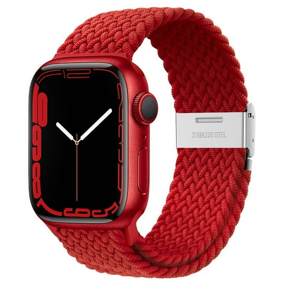 Nylon Elastic Strap for Apple Watch Band 49mm 45mm 44mm 42mm 41mm 38 40 mm Braided Solo Loop for iWAtch Series 10 9 8 7 SE 5 Ultra 2 (Red,S10-46 42 44 45 49mm)