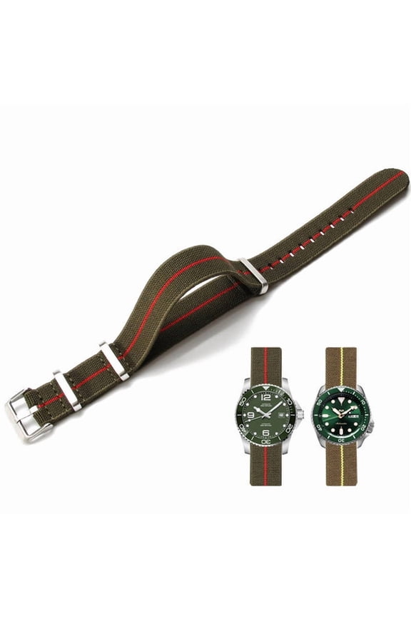 Nylon Elastic Watch Strap Parachute Style Watch Band 18mm 20mm 22mm Premium Striped Nylon One-Piece Watchband Smartwatch Band Replacement Strap for Men Women
