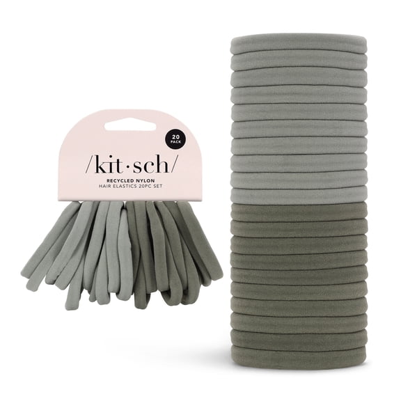 Kitsch Recycled Nylon Hair Elastics 20 Piece Set - Eucalyptus
