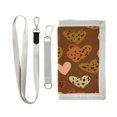 thumbnail image 1 of Nylon Fabric Wallet Compact Bifold With Zipper Coin Pocket Card Slots And Detachable Keychain Lanyard Hearts Leopard Print Pattern, 1 of 6